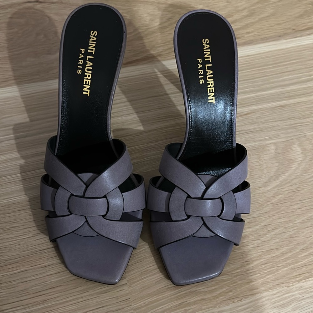 Brand new YSL Tribute Woven Leather Mule Sandals